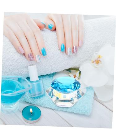 POPETPOP 1pc Nail Art Crystal Cup Containers with Lids Diy Powder Holder Jewelry Holder Nail Powder Container Nail Art Liquid Cup Clear Glass Crystal Cup Crystal Art Glass Acrylic Self Made 7.5x6cm Blue - Buy Online on SooperMarket.com