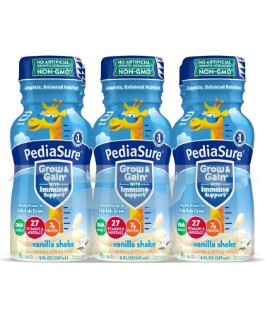 PediaSure Grow & Gain with Immune Support Kids Protein Shake 27 Vitamins and Minerals Vanilla 8-fl-oz Bottle - 6 Count