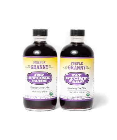 Fat Stone Farm Purple Granny - Organic Elderberry Fire Cider 2x 9.3 fl. oz (New)