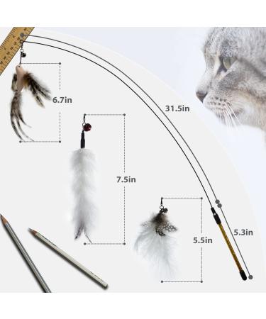 2022 Cat Feather Toy Set - Interactive Kitten Toys with Elastic Wand and Refill Feathers - Indoor Cat Play and Exercise - Buy Online on SooperMarket.com