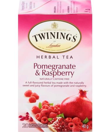 Twinings Pomegranate and Raspberry Herbal Individually Wrapped Tea Bags | Naturally Caffeine-Free Full-Flavoured Herbal Tea | 20 Count (Pack of 6) | Enjoy Hot or Iced Pomegranate and Raspberry 20 Count (Pack of 6) - Buy Online on SooperMarket.com