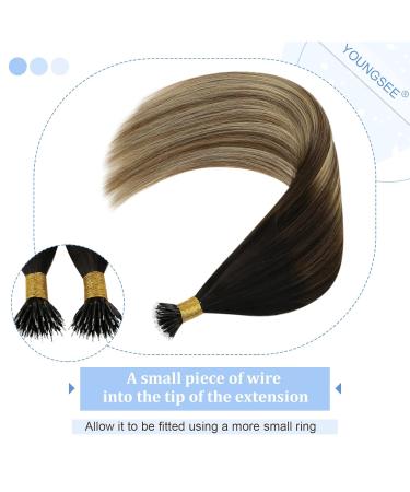 Youngsee Nanoring Extensions - Real Hair Balayage 35cm Nano Hair Extensions | Brown & Blond Shades | 50g #2/6/24 - Buy Online on SooperMarket.com