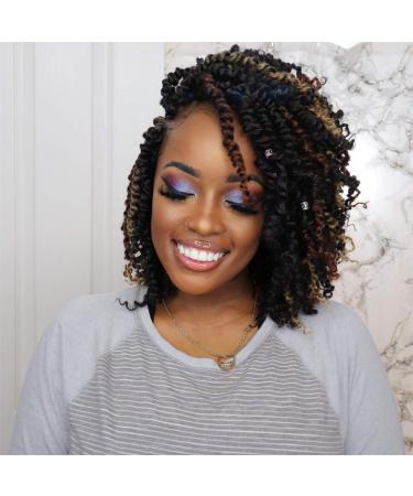 TOYOTRESS Tiana Passion Twist Hair - 10 inch 8 Packs Pre-Twisted Passion Twists Pre-Looped Crochet Braids Made Of Bohemian Hair Synthetic Braiding Hair Extension (10 Inch 1B) 10 Inch (Pack of 8) 1B