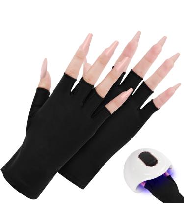 ACWOO UV Gloves for Gel Nails 1 Pair UV Protection Gloves for Manicures Anti UV Gloves for Nail Lamp Manicures Dryer Nail Skin Care Fingerless UV Protection Gloves Protect Hands from UV Harm 1 Pair Black