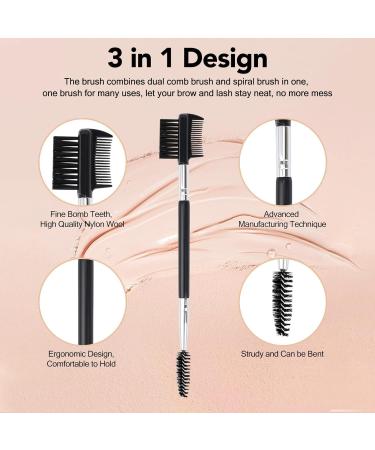 2pcs Eyebrow Eyelash Shaper Brush - Double Head Makeup Tool | 3 Spoolie Brushes for Grooming & Separating Lashes - EC-01 - Buy Online on SooperMarket.com