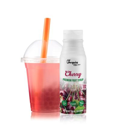 The Inspire Food Company Original Fruit Syrup For Bubble Tea Mix - 300ml | Cherry Syrup For Bubble Tea Boba Tea Smoothies Slushes & Ice-Blended | 100% Vegan Glutenfree With No Artificial Colors Cherry 300 ml