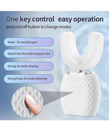 ksoia Ultrasonic Electric Toothbrush | 360 Oral Cleaning | Wireless Charging & LED Light | IPX7 Waterproof | U-Shaped Brush Head | White - Buy Online on SooperMarket.com