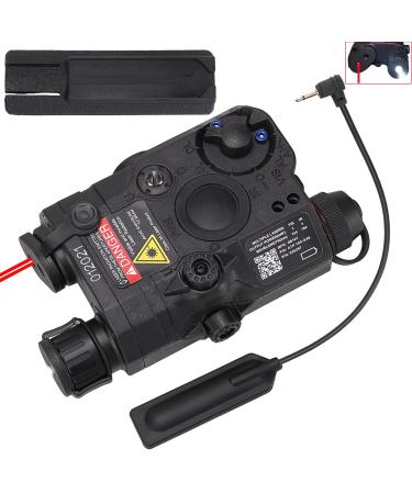 Ratulie Upgraded Airsoft PEQ 15 PEQ Box IR Laser with Visable Red Laser Sight and White LED Flashlight Compatible with AEG GBB CQB for Airsoft 20mm Picatinny Rail Mount Black