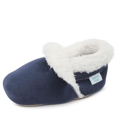 Dotty Fish Suede Baby Slippers. Warm Fleece Lined. Infant Toddler Shoes. Non-Slip Soft Sole. Boys Girls. 0-6 Months - 5-6 Years 6-12 Months Navy