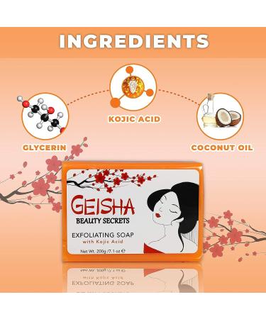 Geisha Kojic Acid Soap 7 oz - Skin Brightening Bar with Coconut Oil - Reduce Pigmentation on Face, Body, Hands, Knuckles - 7.1 Ounce - Buy Online on SooperMarket.com