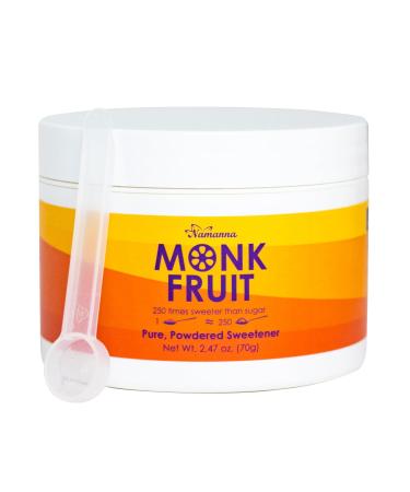 NAMANNA Pure Monk Fruit Sweetener- Zero Calorie, Zero Carb, Paleo Safe (50% Mogroside V, 70g, 1,400 Servings) 50% Mogroside V 2.47 oz