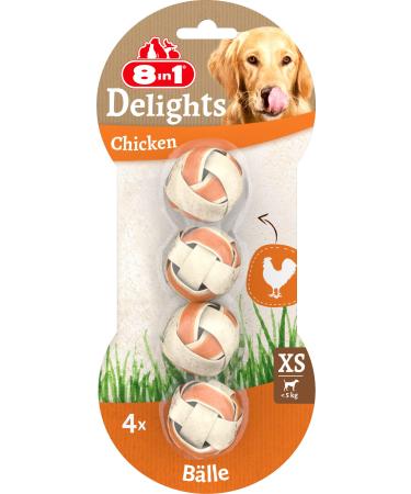 8in1 Delights Chicken Balls XS - Healthy Kausnack for Dogs High -quality chicken meat wrapped in beef skin 4 pieces XS 36 g (1 Pack)
