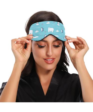 Haskirky Light Blocking Eye Mask - Adjustable Adult Men and Women Travel Mask for Business Trips, Yoga, Meditation - Penguins and Polar Design - Deep Sleep Comfort - Buy Online on SooperMarket.com