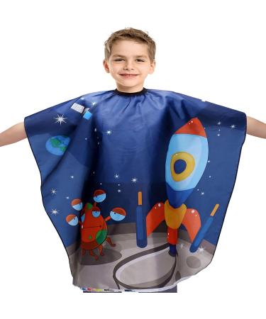 Ccbeauty Waterproof Hairdressing Cap for Kids | Adjustable Children's Hair Cutting Apron | Blue Space Pattern Toddler Hairdresser Slop - Buy Online on SooperMarket.com