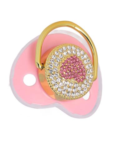 Baby Pacifier Set Silicone Bling Pacifier Comfortable to Wear Exquisite for Sleeping (Pink)