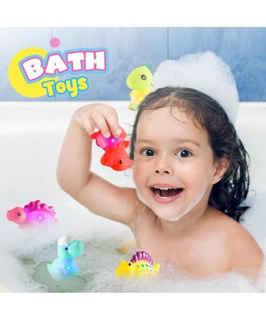 EUCOCO Dinosaur Bath Toys for 1-5 Year Old Boys and Girls - Light Up Toddler Bath Toys - Perfect Birthday Gifts for Kids - Colorful and Fun - Buy Online on SooperMarket.com