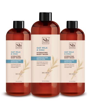 Soapbox Body Wash Oat Milk & Chai - Moisturizing Body Wash Cleanser w/Shea Butter & Almond Oil | Paraben Free Gluten Free Silicone Free Cruelty Free & Vegan Body Wash 16oz Bottles (Pack of 3)