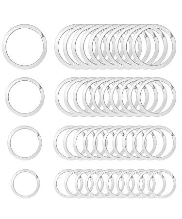 60PCS Key Rings Bulk Flat Keychain Ring Split Key Ring for Home Car Keys (0.98INCH  1.10INCH  1.25INCH  1.37INCH)(Silver)