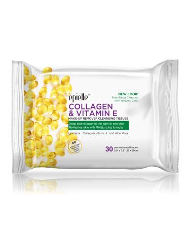 Epielle Collagen Makeup Remover Wipes - 30 Count x 6 Pack | Gentle Daily Facial Cleansing Towelettes for All Skin Types | Removes Dirt, Oil, Makeup - Buy Online on SooperMarket.com