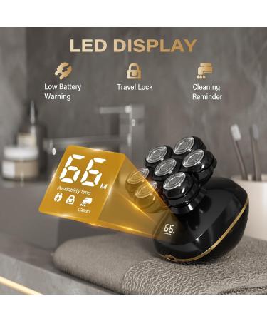 ROSSIFUR 6-in-1 Electric Head Shavers for Bald Men - Wet/Dry, LED Display, Rechargeable - Dark Black - Buy Online on SooperMarket.com
