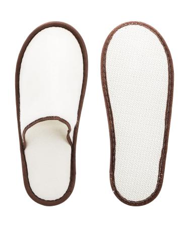 Frcctre 15 Pairs Non-Slip Disposable Spa Slippers for Women & Men - Beige/Brown Edge - Buy Online on SooperMarket.com