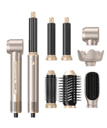 ilumin Ionic Hair Dryer with Styling Tools - 7-in-1 Hair Styling System: Diffuser Curler Volumizer Straightening Brush Curling Wrap and Hot Brush