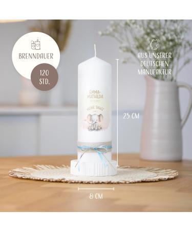 Personalized Amari Christening Candle - Elephant Heart Design | Baptismal Candle for Boys & Girls | DIY Custom Candle | 25cm Height x 8cm Diameter - Buy Online on SooperMarket.com