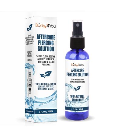 BodyJ4You Piercing Aftercare Saline Cleanser Spray - Case of 24x60ml | Natural Care Treatment Solution with Tea Tree, Aloe, and Sea Salt - Buy Online on SooperMarket.com