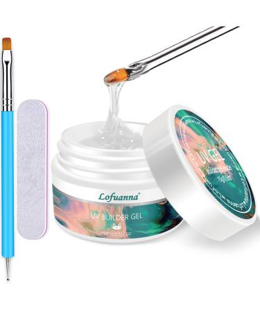 Builder Gel Lofuanna Nail Thickening Solution Clear Gel Builder For Nails Self-Leveling Formula Builder Gel with Nail Art Brush Nail File for Beginners Nail Strengthen Gel Nail Art Manicure Set for Strengthening Natural Nails and Sculpting Nail Extension 
