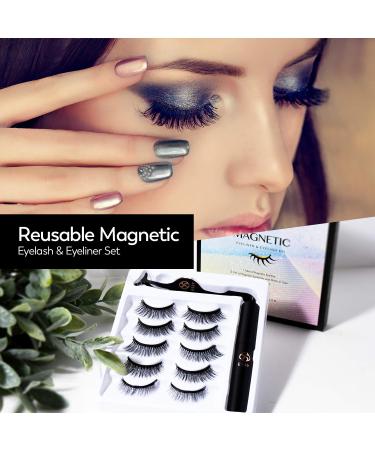 Premium Magnetic Eyelash Kit with 5 Pairs of Reusable Lashes and Advanced Eyeliners - Strong Hold and Easy Application - Buy Online on SooperMarket.com