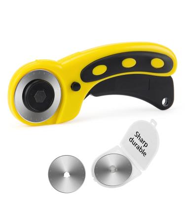 WORKLION 45mm Rotary Cutter Set: Ergonomic Rotary Cutter with Safety Lock and 2 Replacement Rotary Cutter Blades for Sewing Quilting Scrapbooking and Arts & Crafts Projects