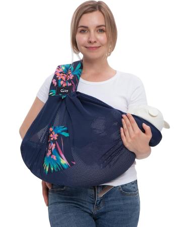 CUBY Portable Breathable Baby Sling | Adjustable 3D Mesh Fabric Wrap | Toddler Carrier for Newborn to 24 Months | Quick Dry & Lightweight | Tropical Rainforest Design - Buy Online on SooperMarket.com