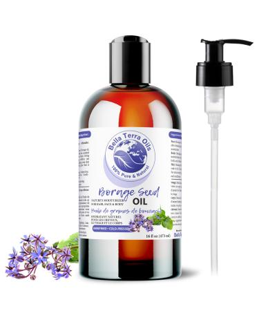 Bella Terra Oils Borage Seed Oil. 473ml. 100% Pure. Cold-pressed. Unrefined. PA-free. Hexane-free. Rich in GLA. Natural Moisturizer for Skin Hair. 473 ml (Pack of 1)