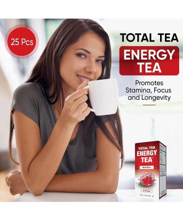 Total Tea Energy Tea Bags with Caffeine - Mixed Berry Flavored Green Tea for Focus & Stamina (25 Tea Bags) - Buy Online on SooperMarket.com