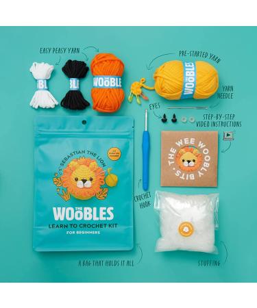 Woobles Beginners Crochet Kit: Easy Peasy Yarn, Step-by-Step Tutorials - Sebastian The Lion Orange - Buy Online on SooperMarket.com