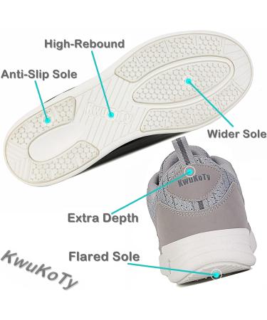 KWUKOTY Men's Walking Shoes Wide Size 7.5-12, Orthopedic Plantar Fasciitis Relief, Diabetic Comfort, Grey - Buy Online on SooperMarket.com