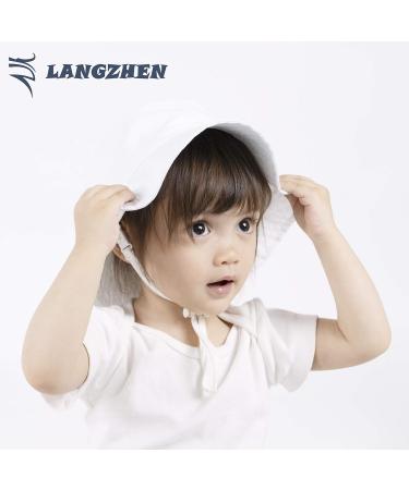 LANGZHEN Baby Girl's Adjustable Sun Protection Beach Hat - White XL - Buy Online on SooperMarket.com