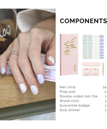 NAILOG Semi Cured Gel Nail Strips 34 pcs Salon-Quality Gel Nail Stickers Long Lasting Nail Wraps for Women with Soft Gel Finish (Innocent) - Buy Online on SooperMarket.com