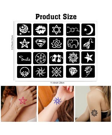 Qpout Tattoo Stencils Kit - 16 Sheets for Kids & Adults | Various Small & Big Designs - Skeleton, Spider, Owl, Flower, Butterfly, Tribal Totem | Ideal for Real Tattoos - Buy Online on SooperMarket.com