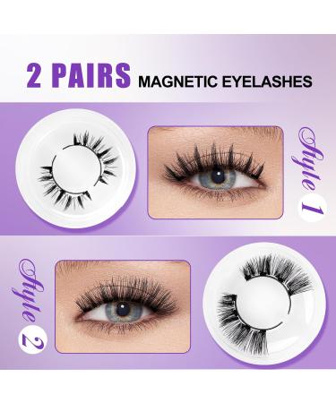 Magnetic Eyelashes with Applicator - No Glue Reusable Lightweight & Soft | 2 Pairs of Wispy Styles by Wendy Lashes (KS02/XM1 - Buy Online on SooperMarket.com
