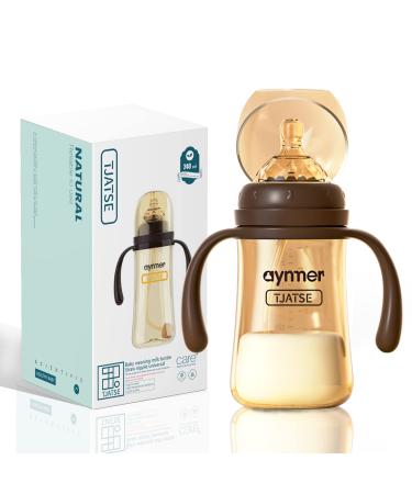 TJATSE Baby weaning Bottle  BPA Free for Babies Over Three Months Old  Three Different Functions in one Cup  high Temperature Sterilization  240ml/300ml 240ml Brown