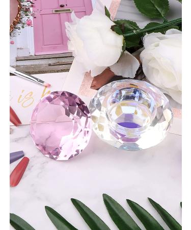 Nail Art Dappen Dish with Gemstone Lid - Pink | Kalolary Monomer Cups for Acrylic Liquid | Nail Glass Crystal Cup Bowl for Acrylic Powder - Buy Online on SooperMarket.com
