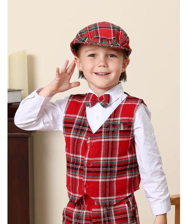 Mint Green Baby Flat Cap for Ages 6-8 Years | Red Plaid Vintage Drivers Hat - Buy Online on SooperMarket.com