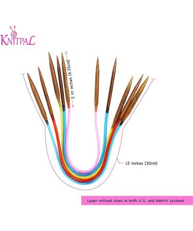 KnitPal 12-inch Short Circular Knitting Needles Set - 11 Sizes for Babies, Sleeves, Socks - Free Patterns eBook - US 0-10 (2-6mm) - Buy Online on SooperMarket.com