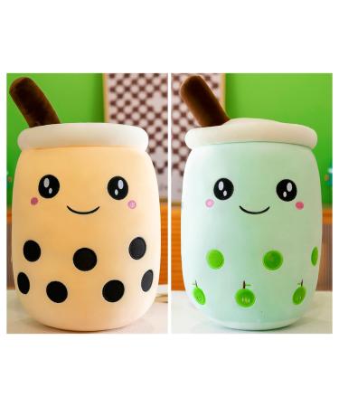 SPIRTUDE 2Pcs Cute Boba Plush Apple Plushie Stuffed Bubble Tea Plushies Cartoon Milk Tea Cup Squishy Pillow Soft for Kids Girls 24cm (Apple + Boba plush 9.4"/24cm) 9.4"/24cm Apple + Boba Plush