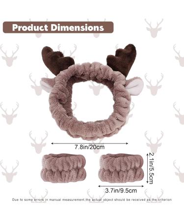 3 Pieces Face Headband and Wrist Straps Set for Washing Face Spa Cute Antler Makeup Headbands Soft Elastic Facial Care hairband Fluffy Headband Wristbands for Women Girls Shower Sports Makeup Bath One Size Coffee - Buy Online on SooperMarket.com