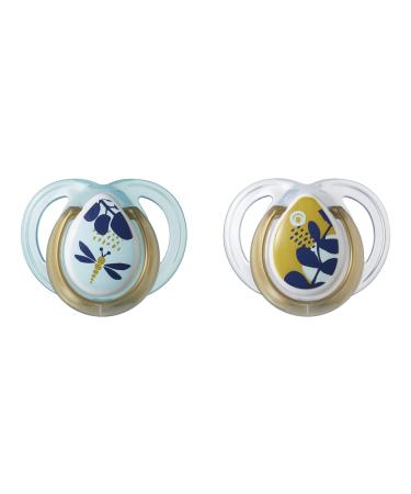Tommee Tippee Moda Pacifiers Symmetrical Design BPA-Free Silicone Binkies 0-6m 2-Count