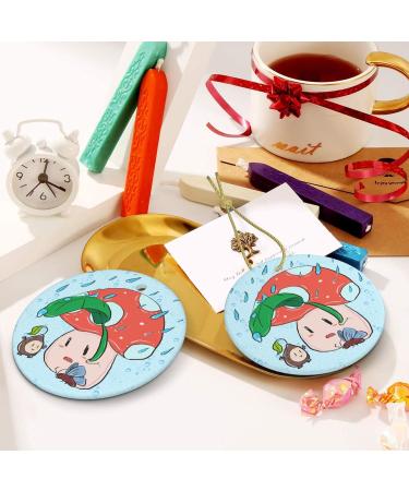 YYHHAOFA Sunflower Seeds and Mushroom Prints Christmas Ceramic Round Pendant Decoration - Festive Hanging Ornament for Stores and Homes -2.9 in - Buy Online on SooperMarket.com