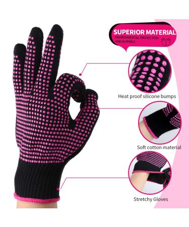 Teenitor Heat Resistant Gloves with Silicone Bumps - Professional Mitts for Hair Styling - Universal Fit Size - Rose Red - Buy Online on SooperMarket.com