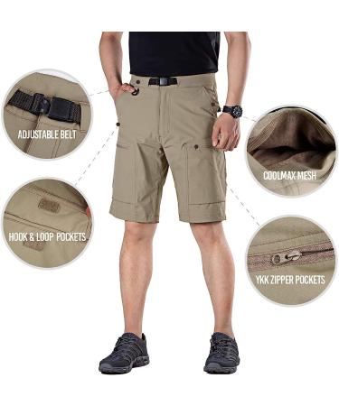 FREE SOLDIER Men's Cargo Shorts 32W x 12L Gray - Lightweight Quick Dry Hiking Tactical Shorts with Belt | Nylon Spandex Blend | Breathable & Durable - Buy Online on SooperMarket.com